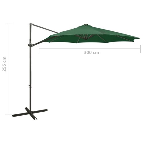 Zweefparasol met paal en LED-verlichting 300 cm groen 11