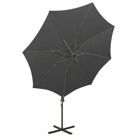 Zweefparasol met paal en LED-verlichting 300 cm antracietkleur 4