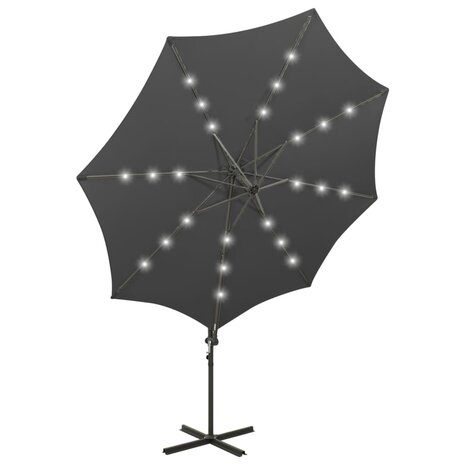 Zweefparasol met paal en LED-verlichting 300 cm antracietkleur 5