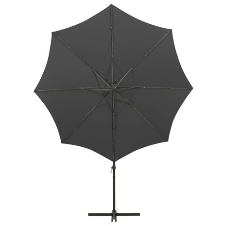 Zweefparasol met paal en LED-verlichting 300 cm antracietkleur 6