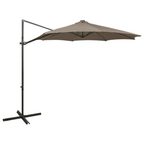 Zweefparasol met paal en LED-verlichting 300 cm taupe 1