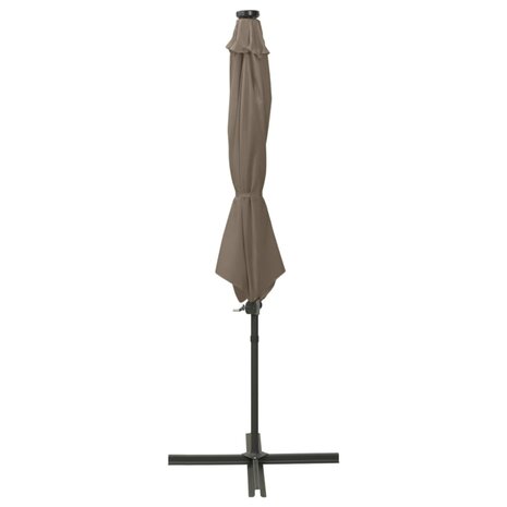 Zweefparasol met paal en LED-verlichting 300 cm taupe 2