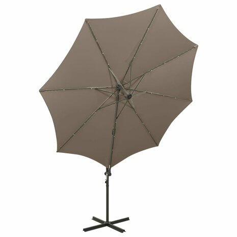 Zweefparasol met paal en LED-verlichting 300 cm taupe 4