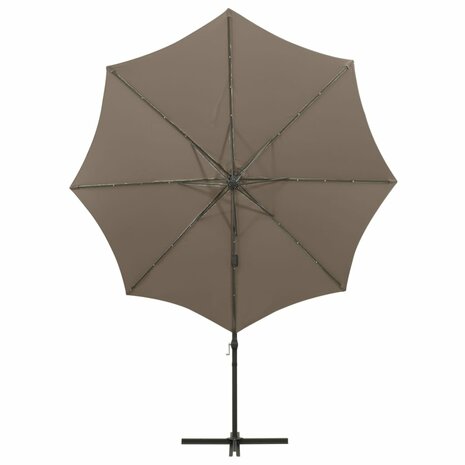 Zweefparasol met paal en LED-verlichting 300 cm taupe 6