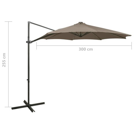 Zweefparasol met paal en LED-verlichting 300 cm taupe 11