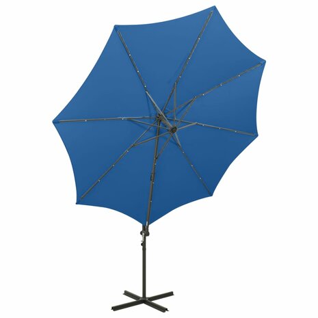 Zweefparasol met paal en LED-verlichting 300 cm azuurblauw 4