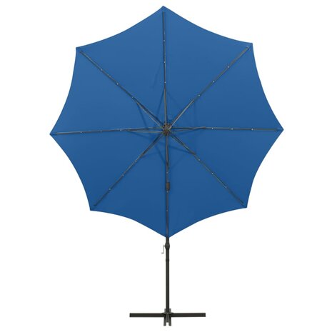 Zweefparasol met paal en LED-verlichting 300 cm azuurblauw 6