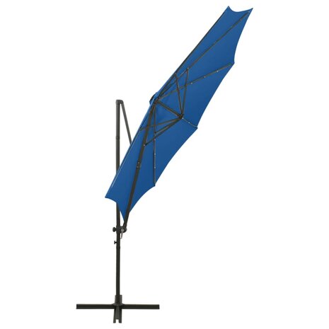 Zweefparasol met paal en LED-verlichting 300 cm azuurblauw 7