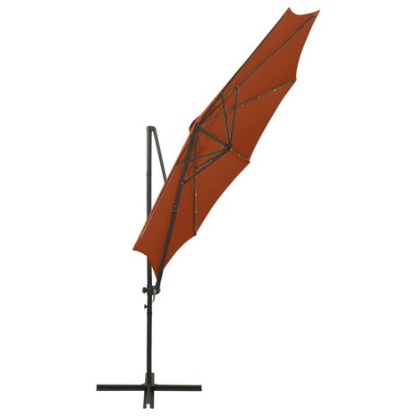 Zweefparasol met paal en LED-verlichting 300 cm terracottakleur 7