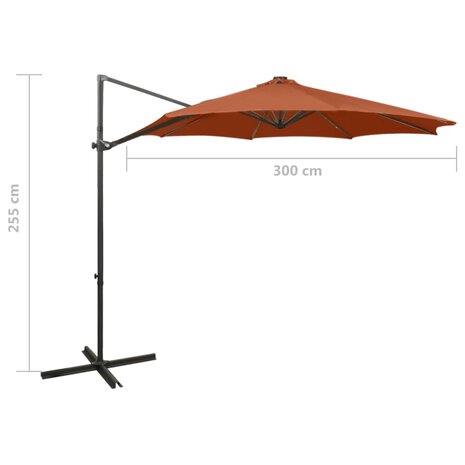 Zweefparasol met paal en LED-verlichting 300 cm terracottakleur 11