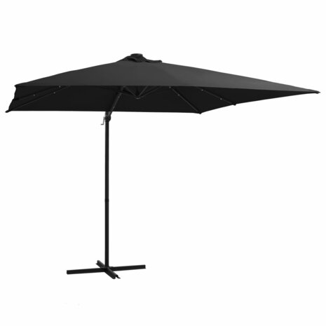 Zweefparasol met LED en stalen paal 250x250 cm zwart 1