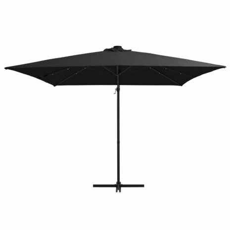 Zweefparasol met LED en stalen paal 250x250 cm zwart 2