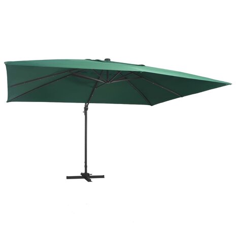 Zweefparasol met LED en aluminium paal 400x300 cm groen 1