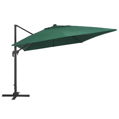 Zweefparasol met LED en aluminium paal 400x300 cm groen 3