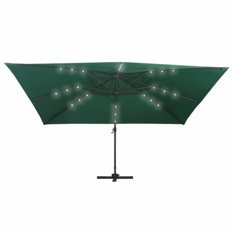 Zweefparasol met LED en aluminium paal 400x300 cm groen 4