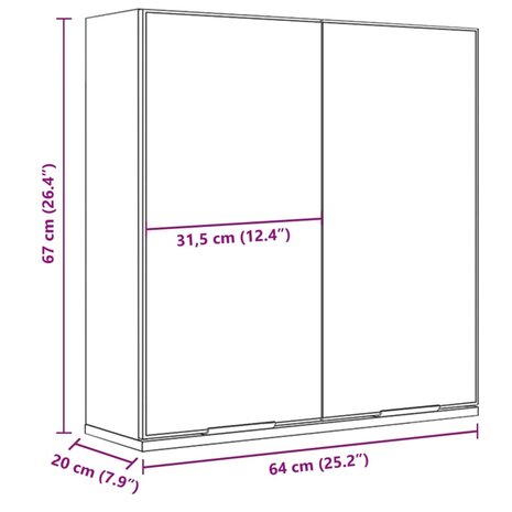 Badkamerkast met spiegel 64x20x67 cm bewerkt hout zwart 10