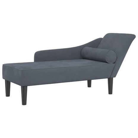 Chaise longue met kussens fluweel donkergrijs 2