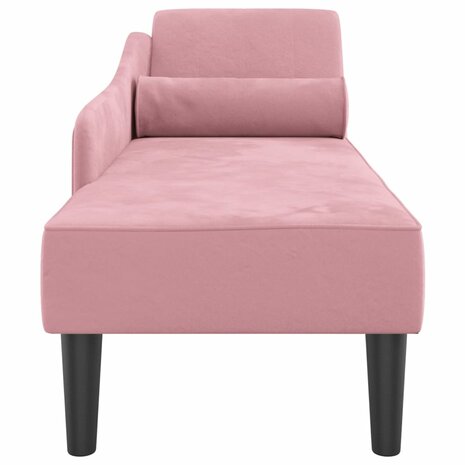 Chaise longue met kussens fluweel roze 4