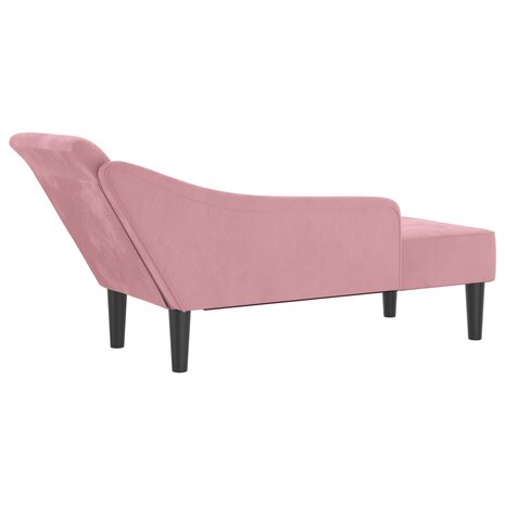 Chaise longue met kussens fluweel roze 5