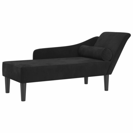 Chaise longue met kussens fluweel zwart 2