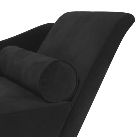 Chaise longue met kussens fluweel zwart 6