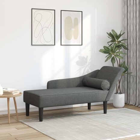 Chaise longue met kussens stof donkergrijs 1