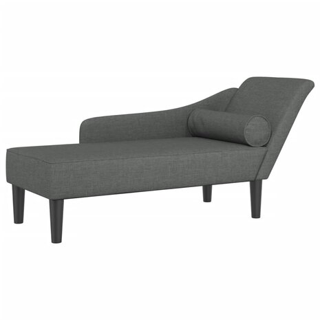 Chaise longue met kussens stof donkergrijs 2