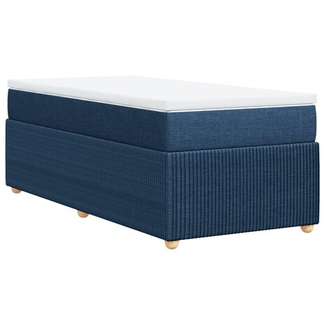 Boxspring met matras stof blauw 80x200 cm 6