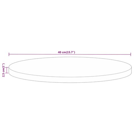 Tafelblad Ø 40x2,5 cm rond massief ruw mangohout 8