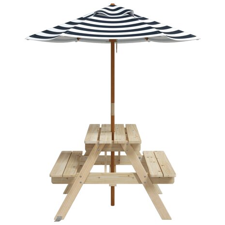 Picknicktafel voor 4 kinderen met parasol massief vurenhout 4