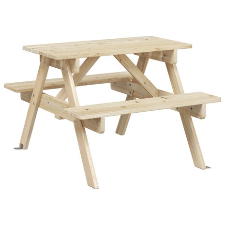 Picknicktafel voor 4 kinderen met parasol massief vurenhout 8