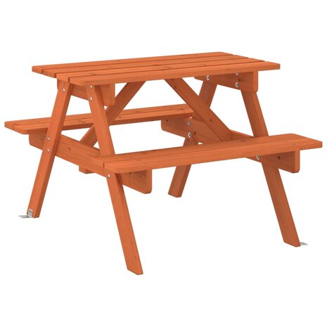 Picknicktafel voor 4 kinderen met parasolgat massief vurenhout 6