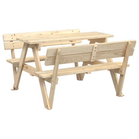 Picknicktafel voor 4 kinderen met parasolgat massief vurenhout 2