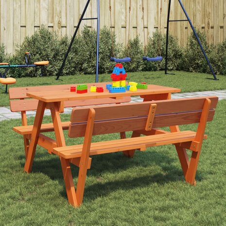 Picknicktafel voor 4 kinderen met parasolgat massief vurenhout 1