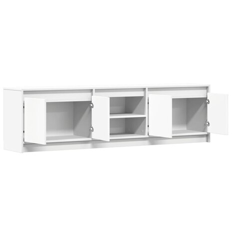 Tv-meubel met LED 180x34x50 cm bewerkt hout wit 9