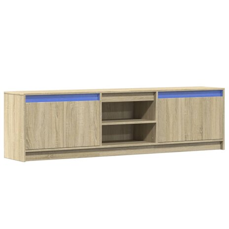 Tv-meubel met LED 180x34x50 cm bewerkt hout sonoma eikenkleurig 3