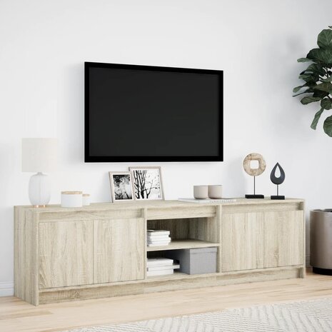 Tv-meubel met LED 180x34x50 cm bewerkt hout sonoma eikenkleurig 4