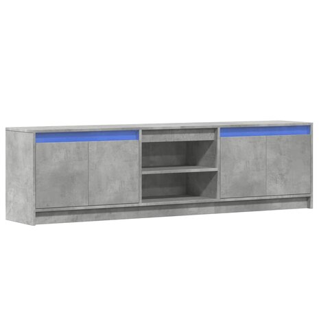 Tv-meubel met LED 180x34x50 cm bewerkt hout betongrijs 3