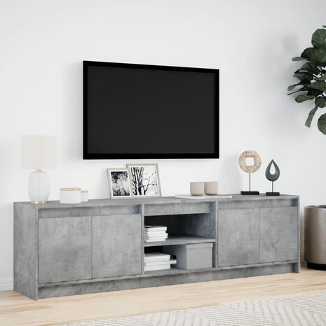 Tv-meubel met LED 180x34x50 cm bewerkt hout betongrijs 4