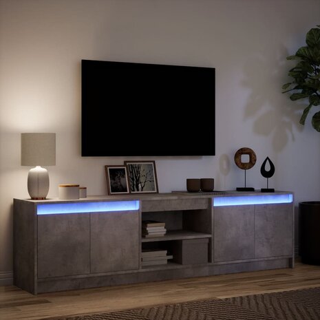 Tv-meubel met LED 180x34x50 cm bewerkt hout betongrijs 5