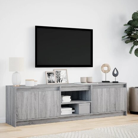 Tv-meubel met LED 180x34x50 cm bewerkt hout grijs sonoma eiken 4