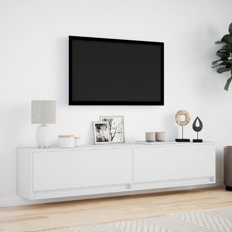 Tv-wandmeubel met LED-verlichting 180x31x38 cm wit 4