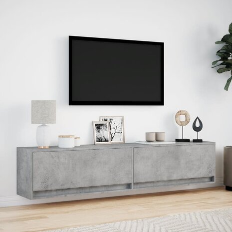 Tv-wandmeubel met LED-verlichting 180x31x38 cm betongrijs 4