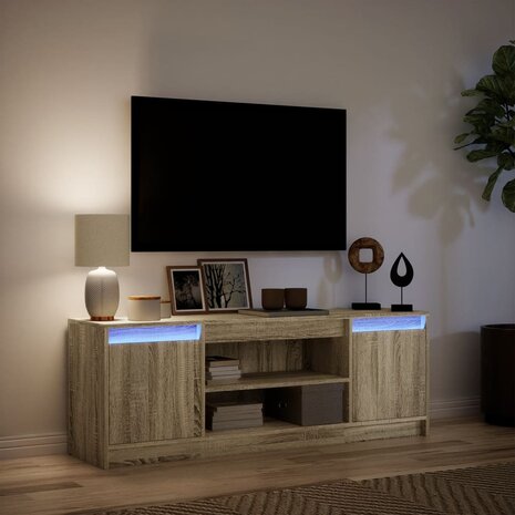 Tv-meubel met LED 139,5x34x50 cm bewerkt hout sonoma eikenkleur 5