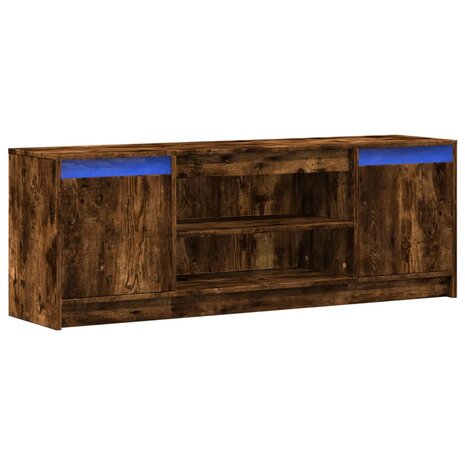 Tv-meubel met LED 139,5x34x50 cm bewerkt hout gerookt eiken 3