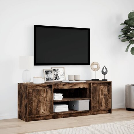 Tv-meubel met LED 139,5x34x50 cm bewerkt hout gerookt eiken 4