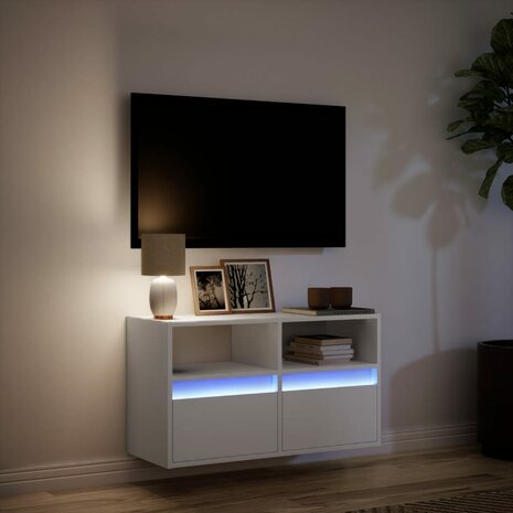 Tv-wandmeubel met LED-verlichting 80x31x45 cm wit 5