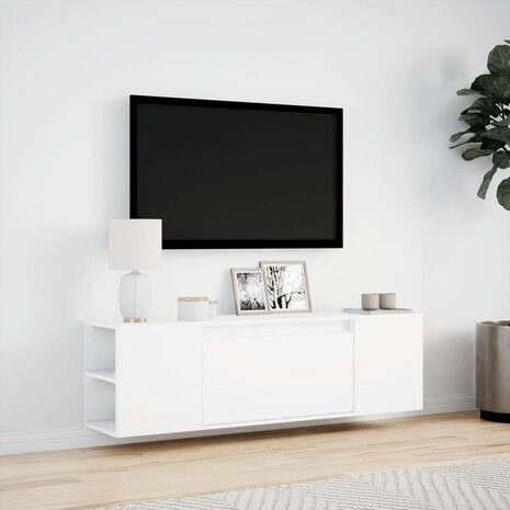 Tv-wandmeubel met LED-verlichting 135x31x39,5 cm wit 4