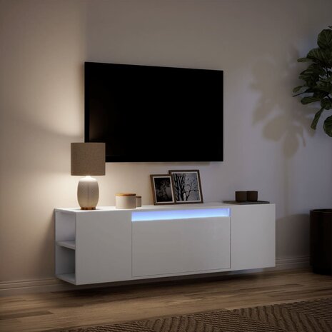 Tv-wandmeubel met LED-verlichting 135x31x39,5 cm wit 5