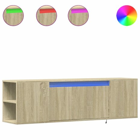 Tv-wandmeubel met LED-verlichting 135x31x39,5 cm sonoma eiken 2